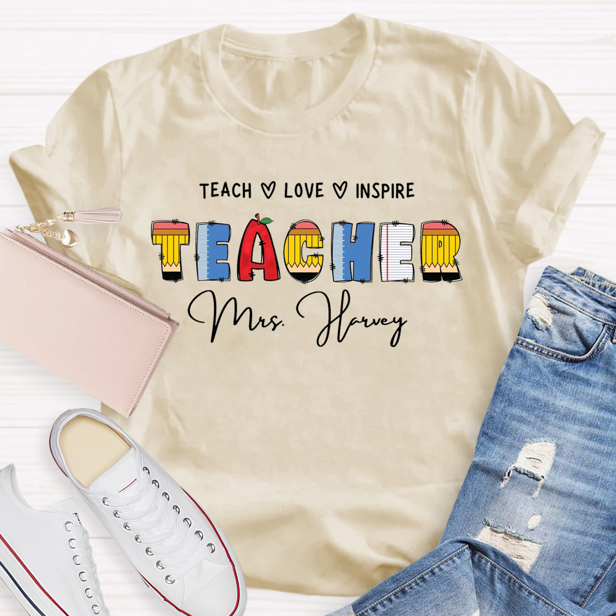 Personalized Name Teach Love Inspire T-Shirt