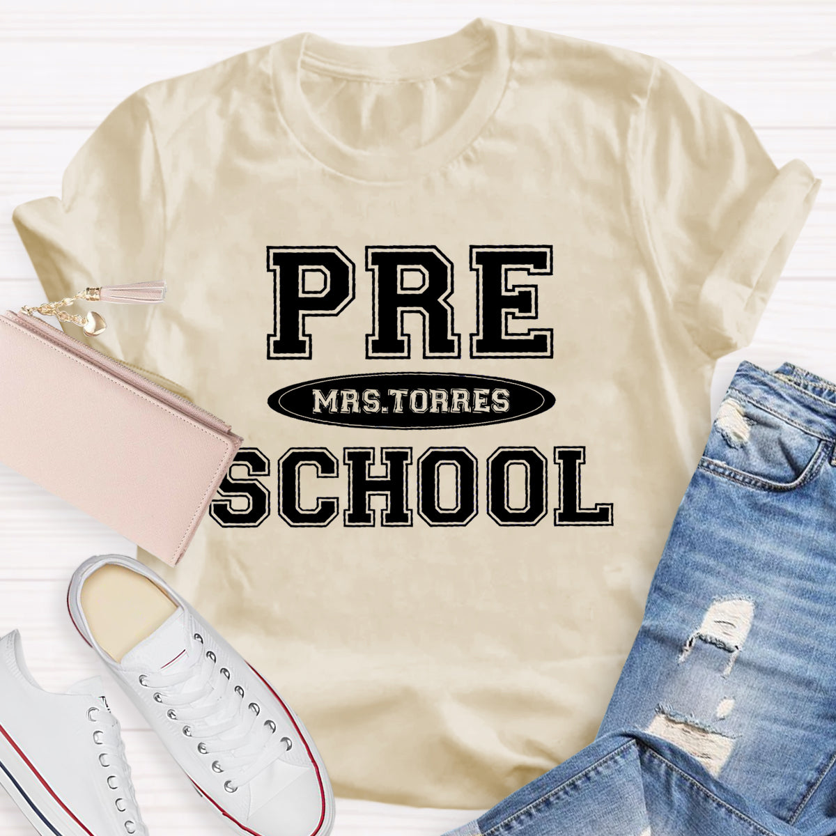 Personalized Preschool Teacher Name T-Shirt