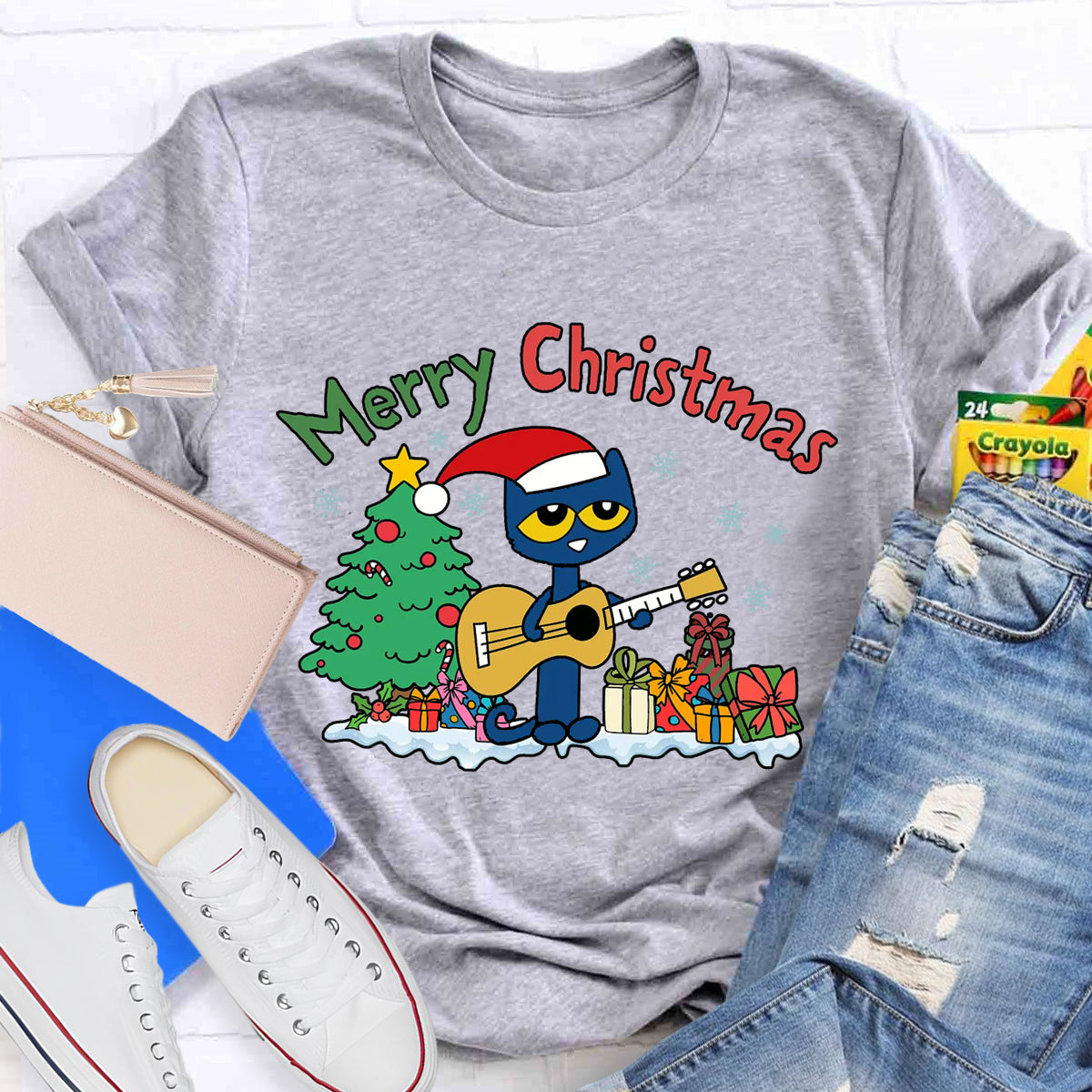 Merry Christmas Pete Groovy Cat T-Shirt