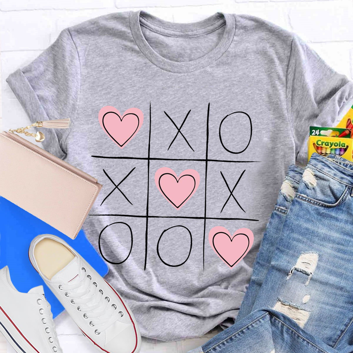 Tic Tac Toe Valentines  Love Heart T-Shirt