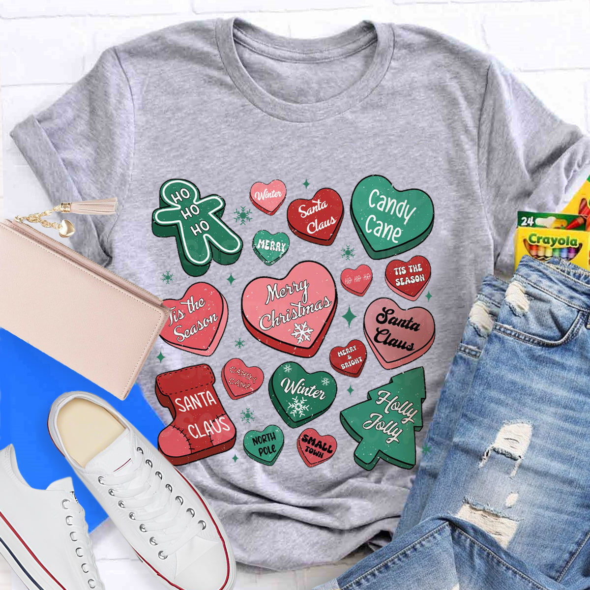 Candy Hearts Christmas T-Shirt