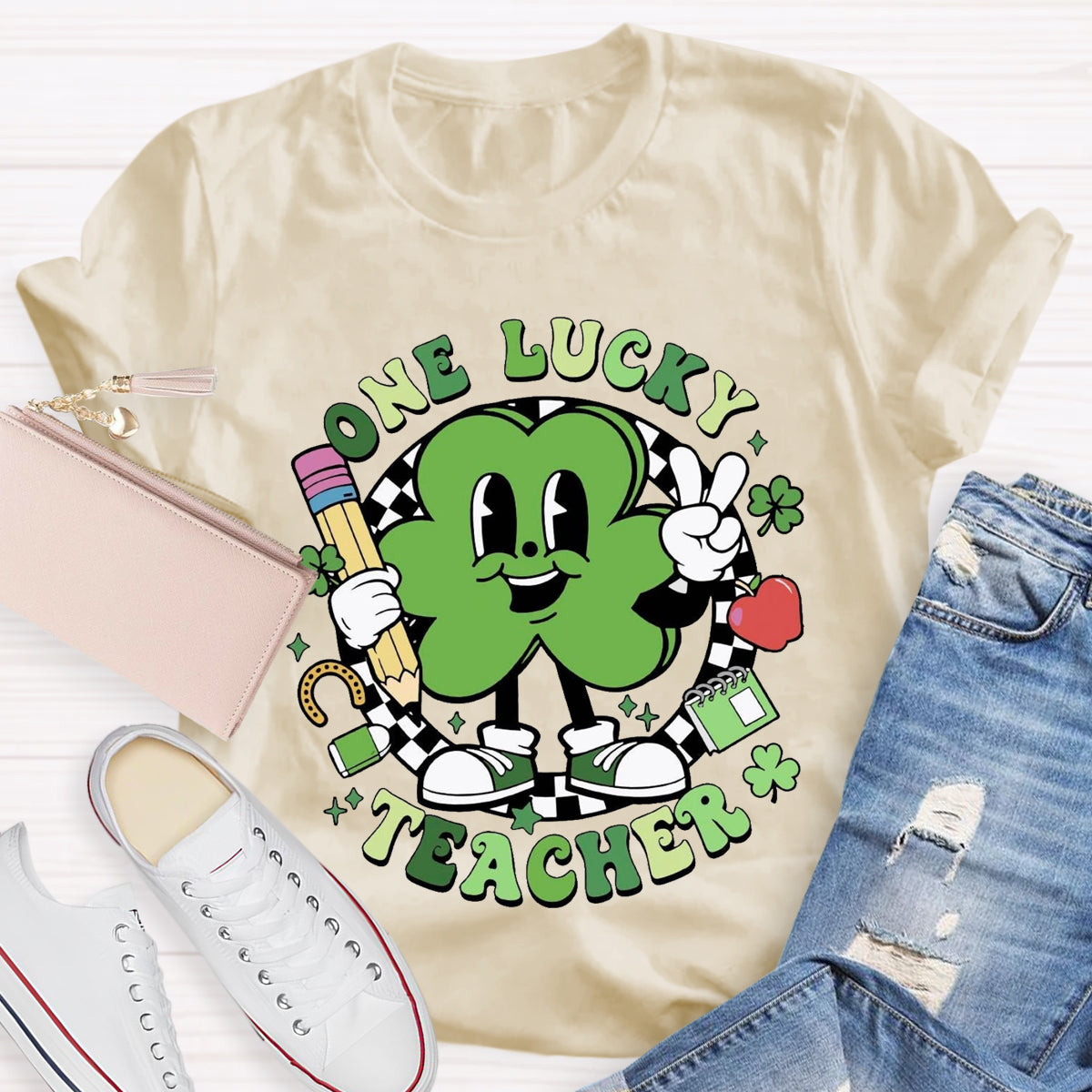 One Lucky Teacher Shamrock T-Shirt