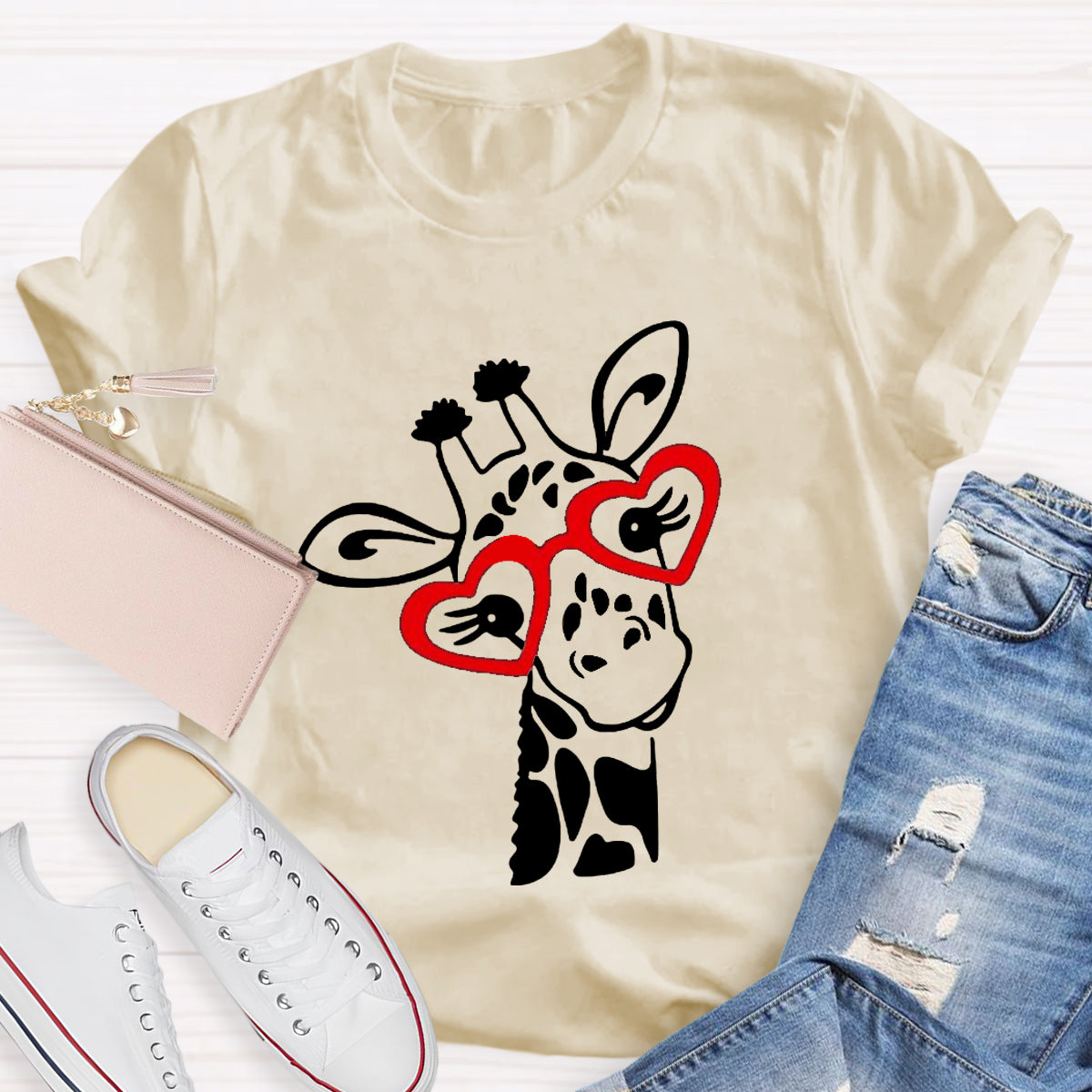 Valentines Day Giraffe  T-Shirt