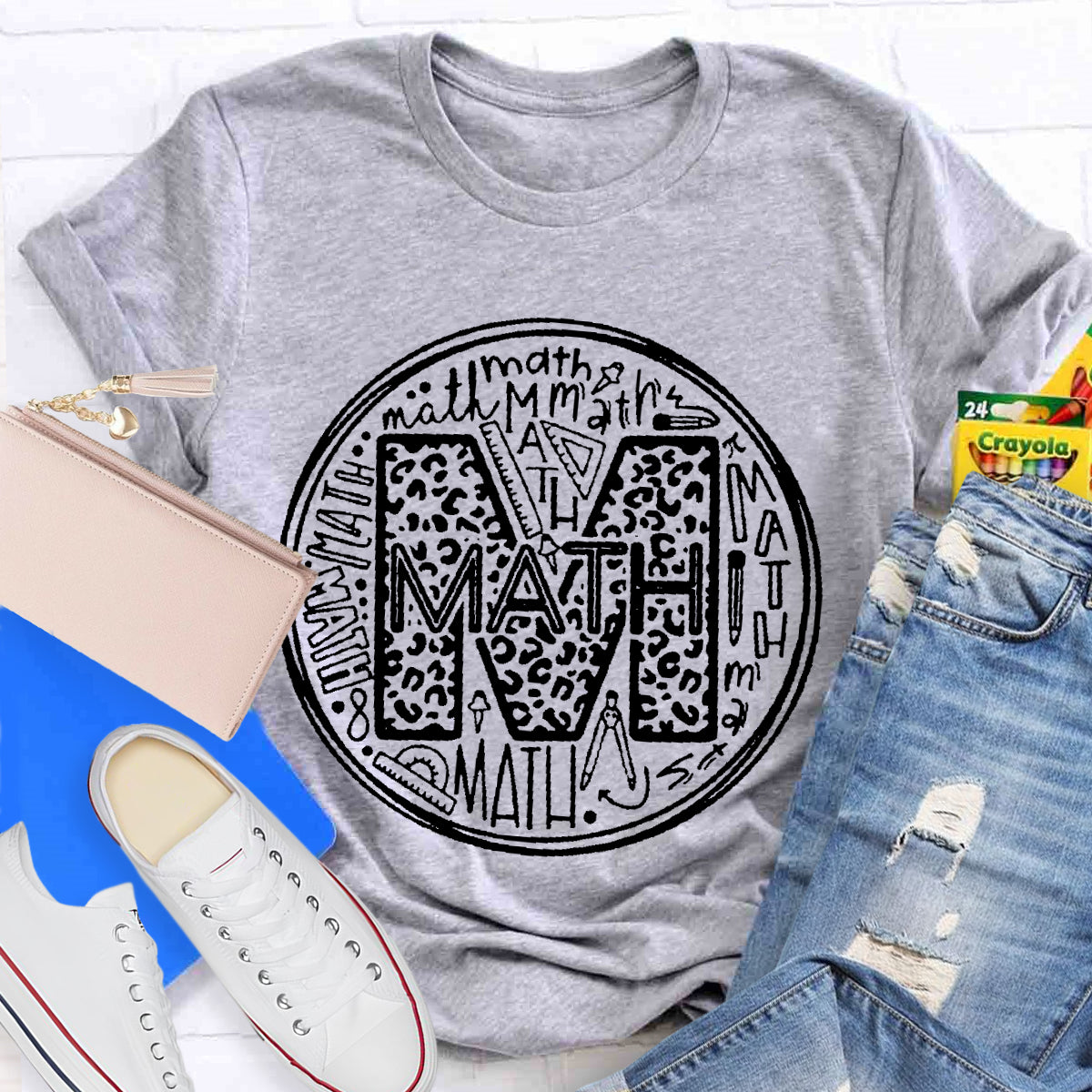 Multi-font Math Teacher T-Shirt