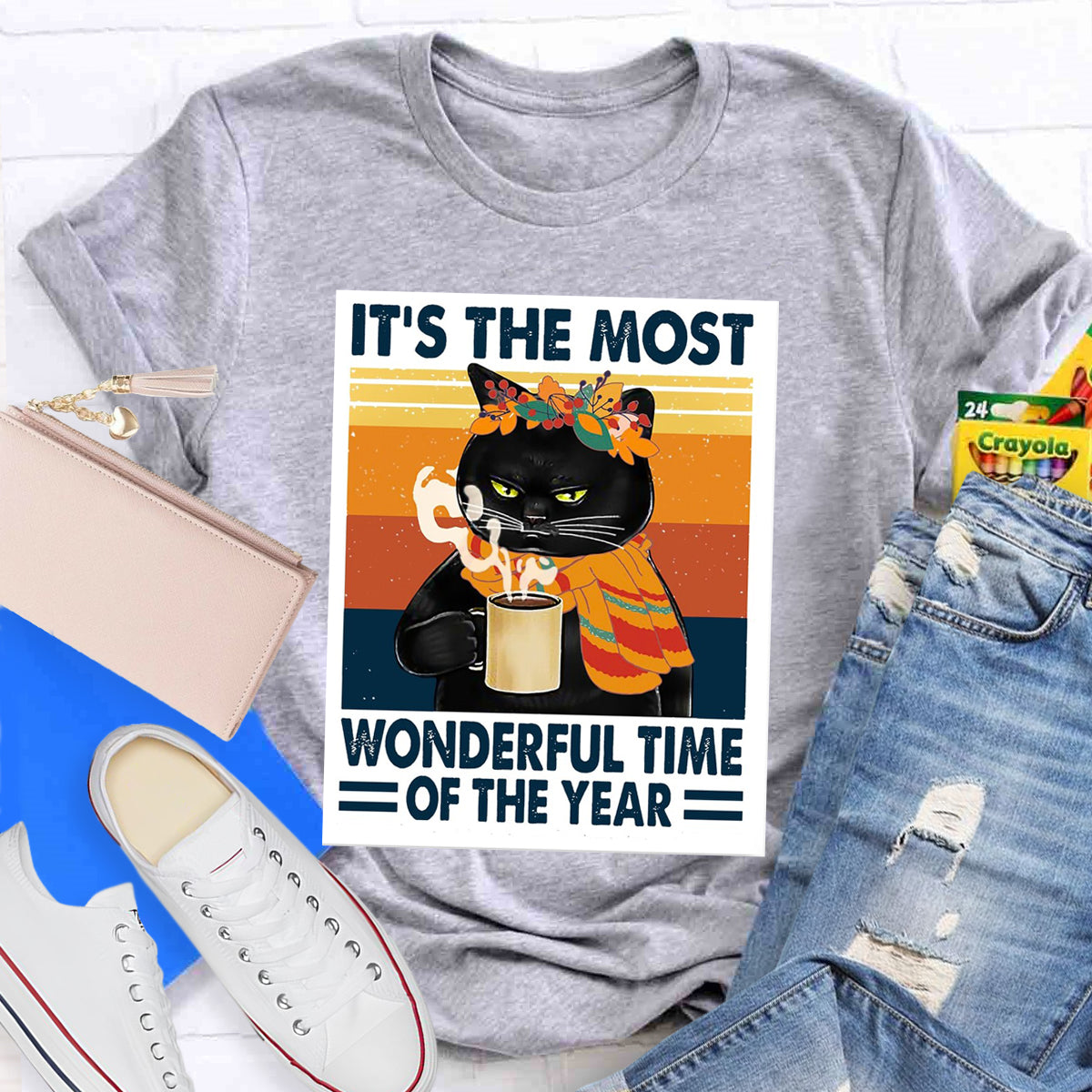 Black Cat It's The Most Wonderful Time Of The Year T-Shirt