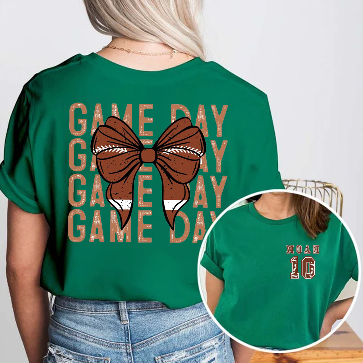 Personalized Name And Number Game Day Double Printed T-shirt