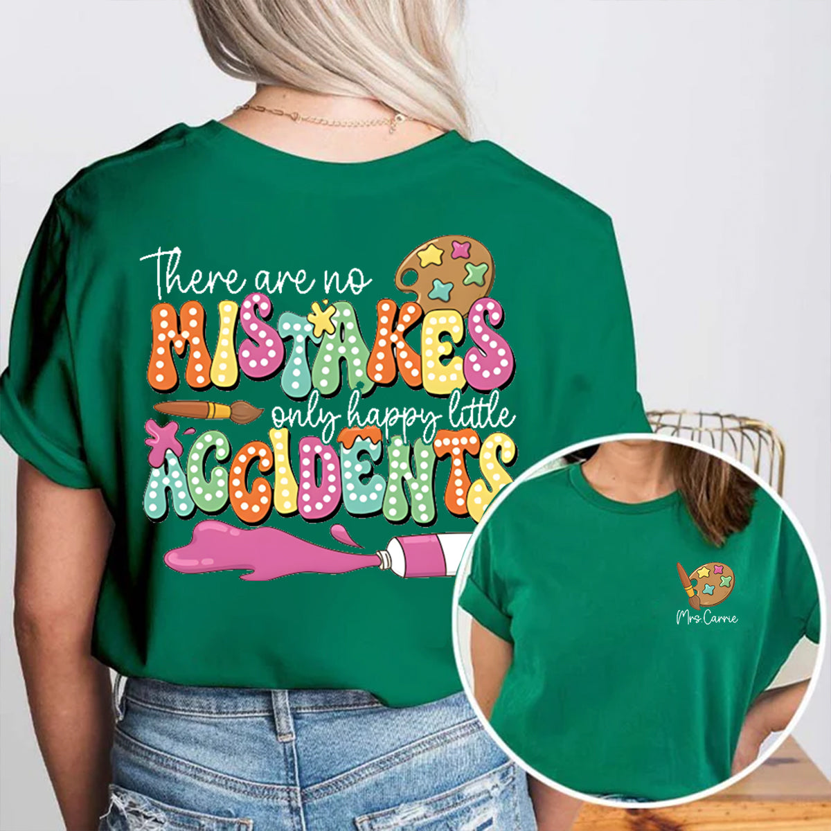 Personalized Name Happy Little Accidents Double Printed T-shirt
