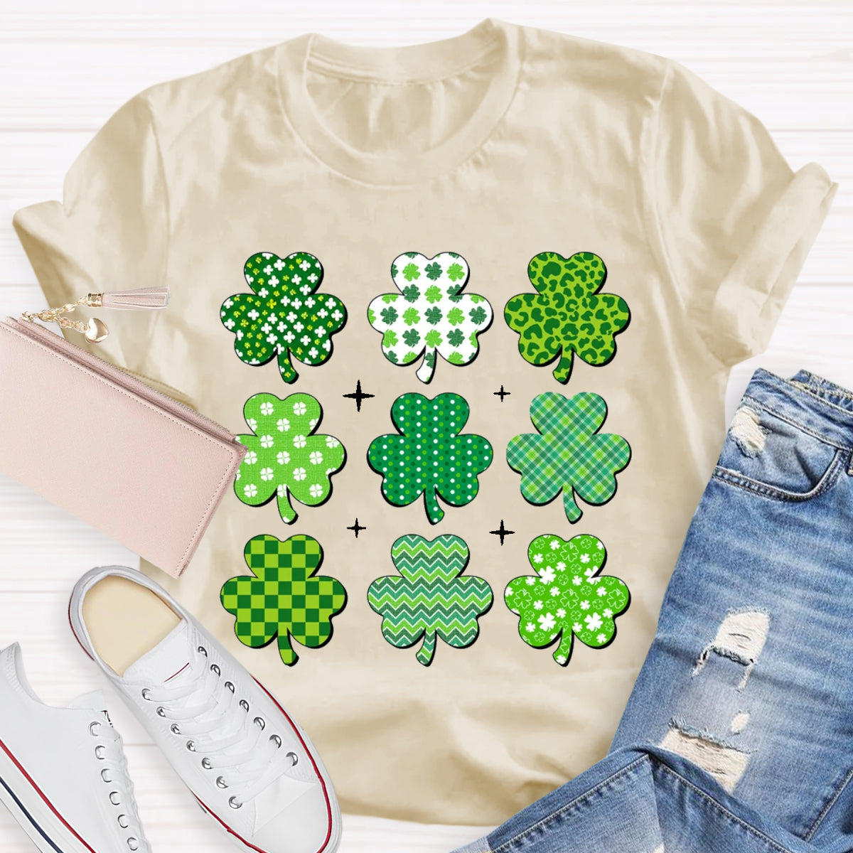 Multi Shamrock St Patricks Day T-Shirt