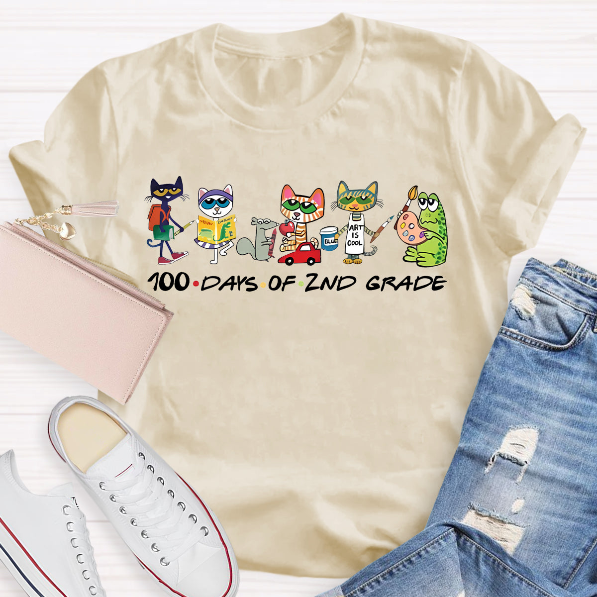 Personalized Grade 100 Days Of Second Grade Teacher T-Shirt