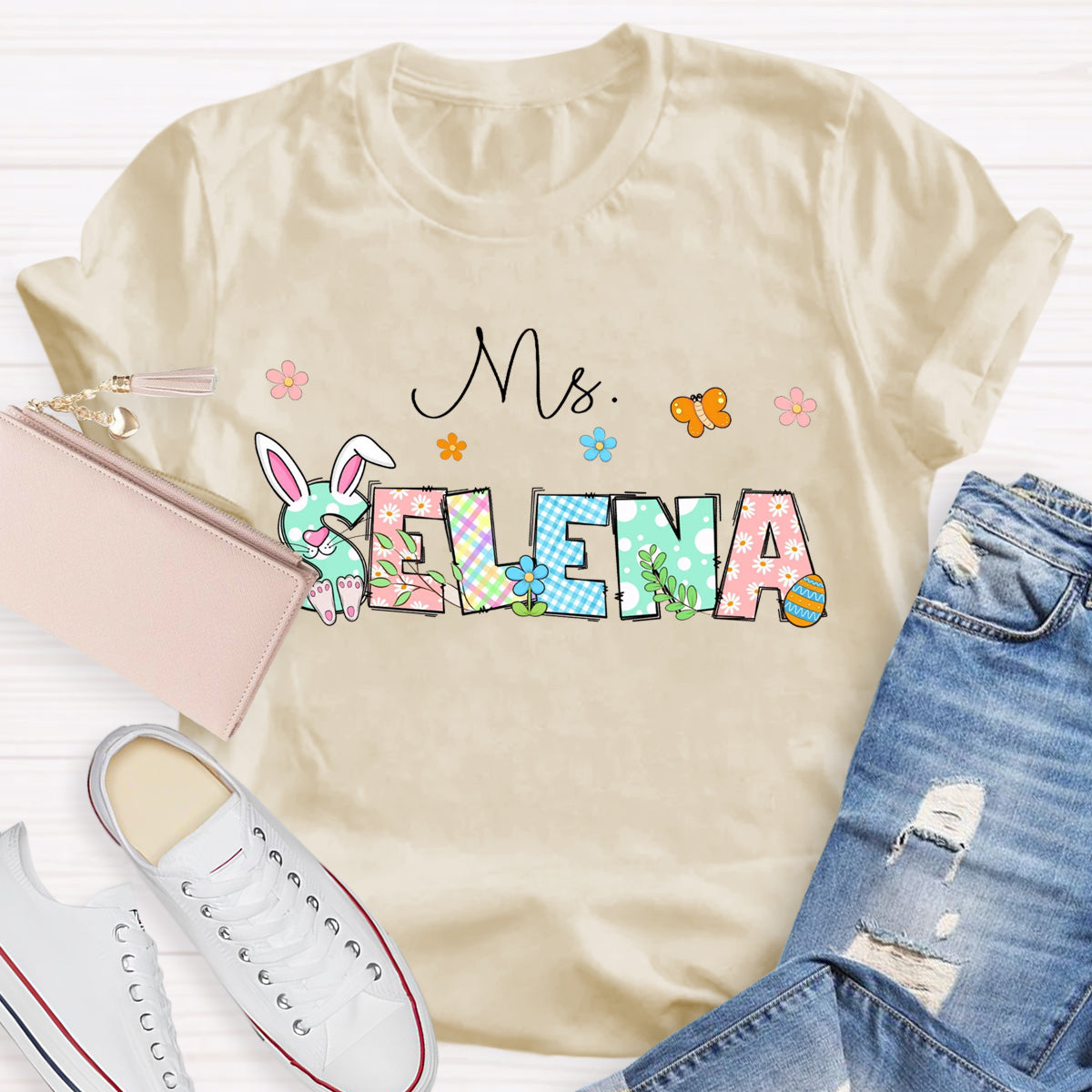 Personalized Name Easter Day Bunny T-Shirt