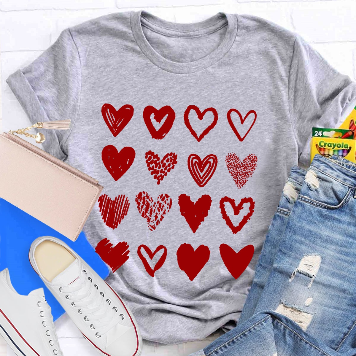 Valentine's Day Cute Heart Teacher T-Shirt