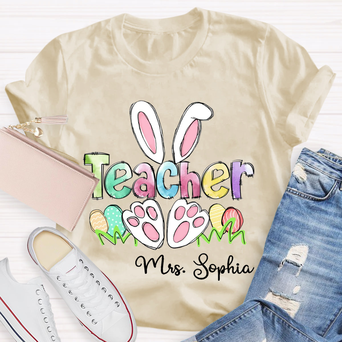 Personalized Name Easter Teacher T-Shirt