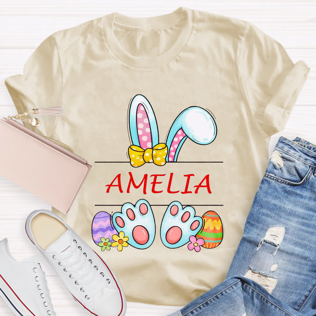 Personalized Name Happy Easter Bunny T-Shirt