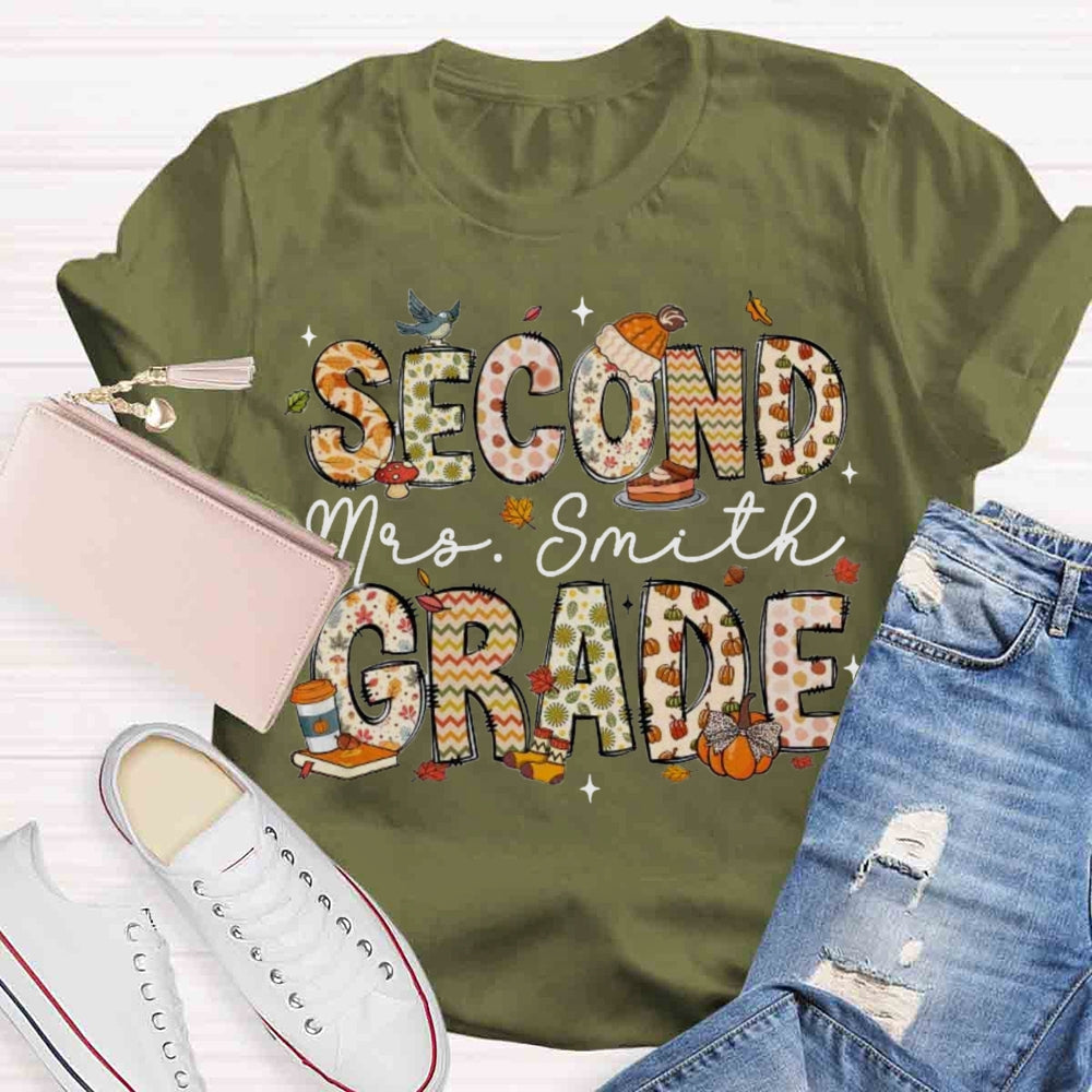 Personalized Name And Grade Fall Season T-shirt