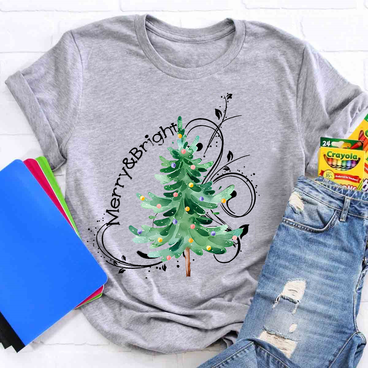 Merry And Bright Christmas Tree Class T-Shirt