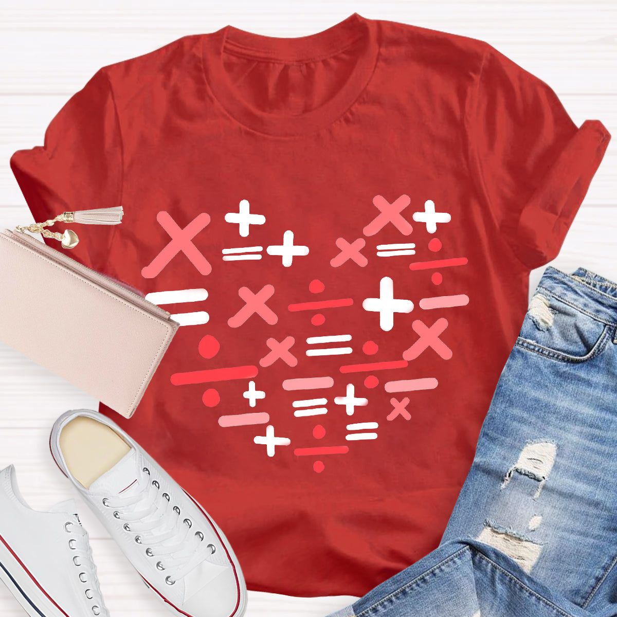 Add Subtract Multiply And Divide Heart Teacher T-Shirt