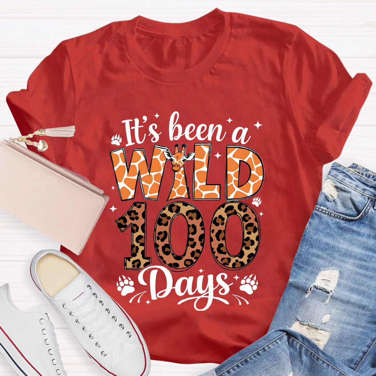 It's Been A Wild 100 Days Leopard Giraffe T-Shirt