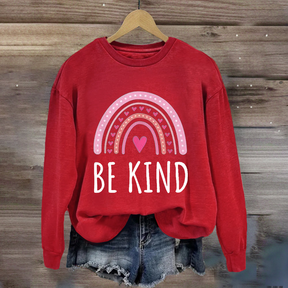 Be Kind Pink Heart Rainbow Sweatshirt