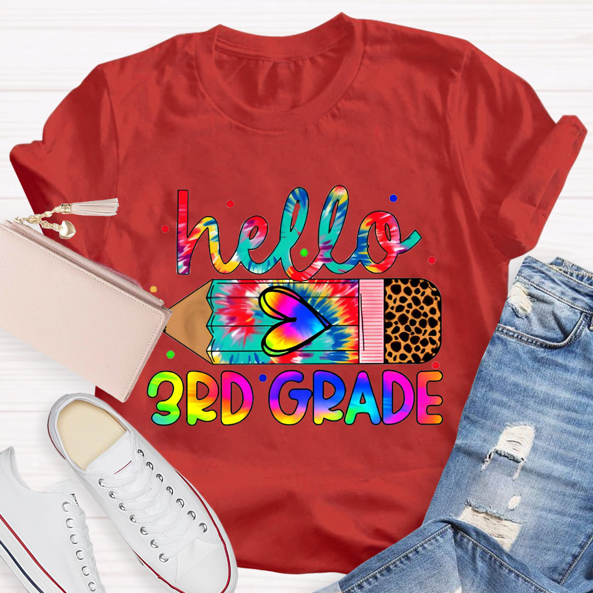 Personalized Grade Hello 3rd Grade Teacher T-Shirt