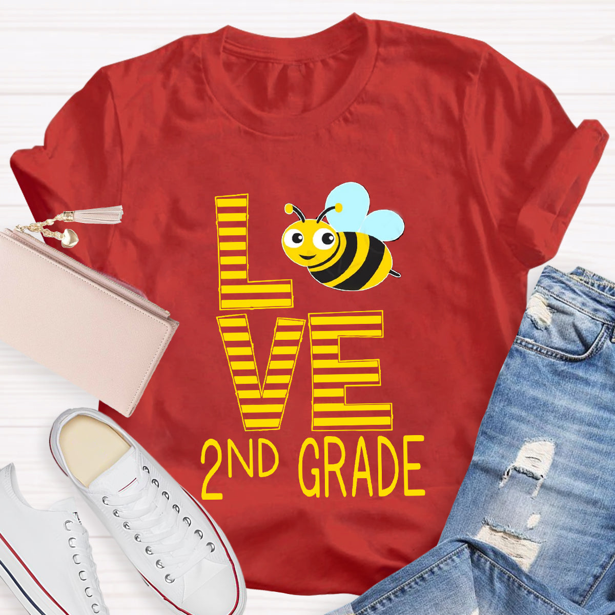 Personalized Grade Bee Love Teacher T-Shirt