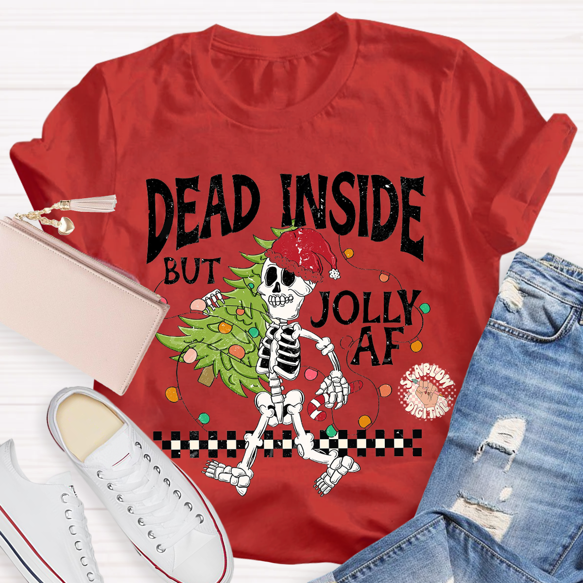 Dead Inside but Jolly AF Teacher T-Shirt