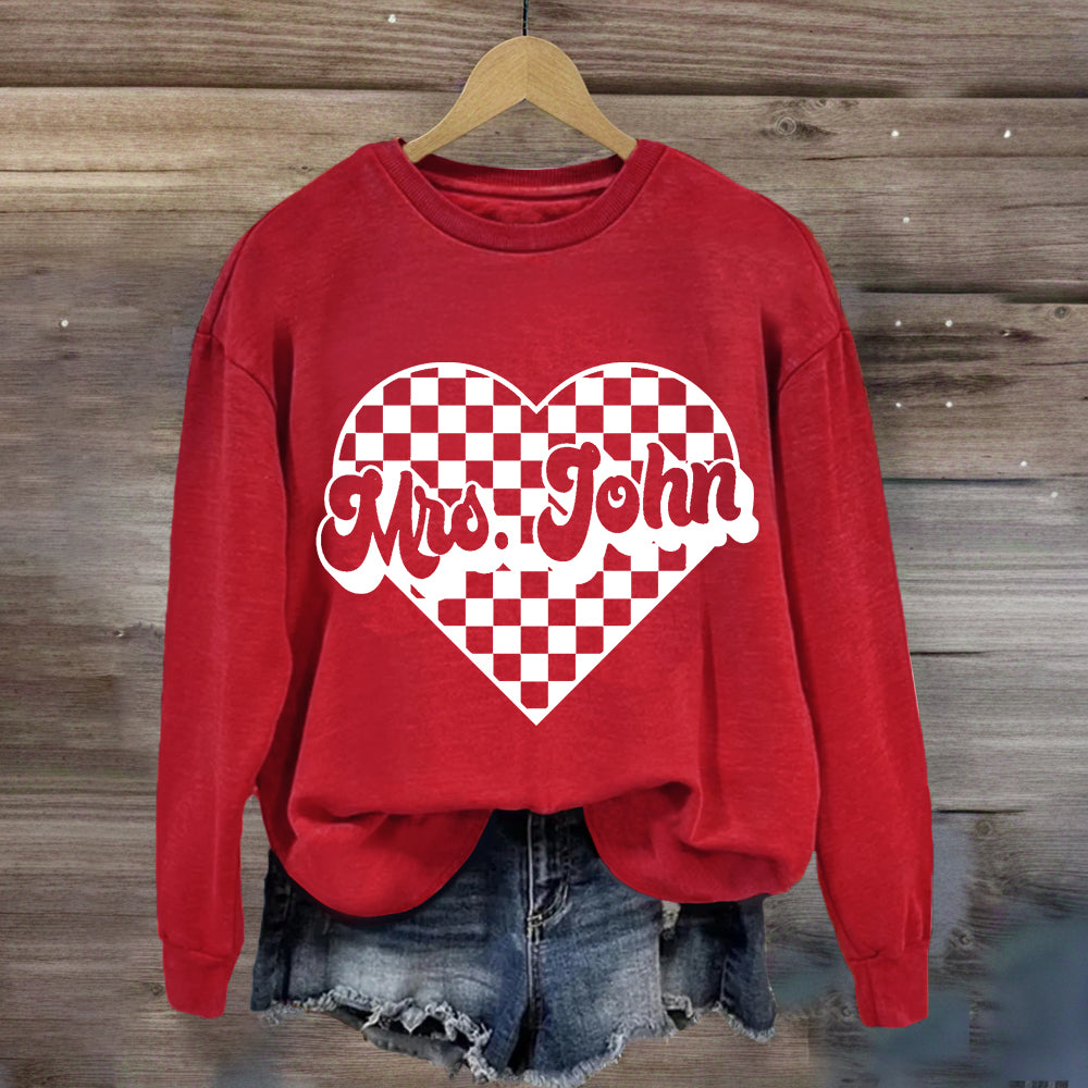 Personalized Name Heart Mrs John Sweatshirt