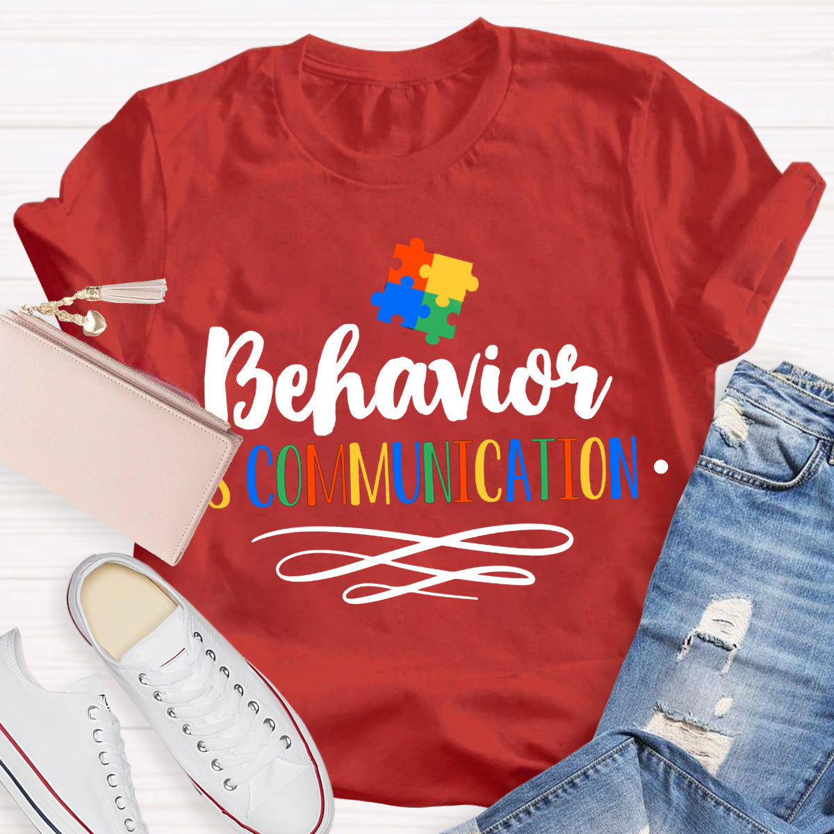 Behavior Is Communication Special Education Jigsaw Puzzle Print T-Shirt