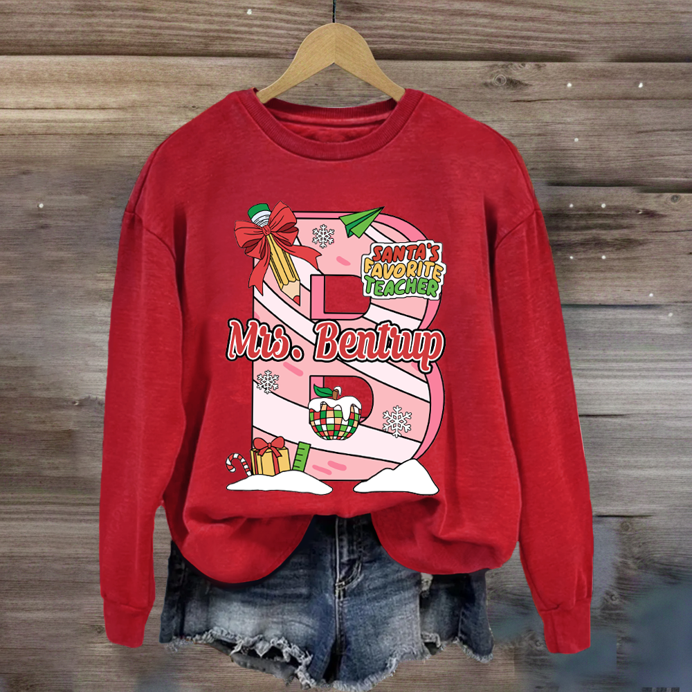 Personalized Name Santa's Favorite Teacher Sweatshirt