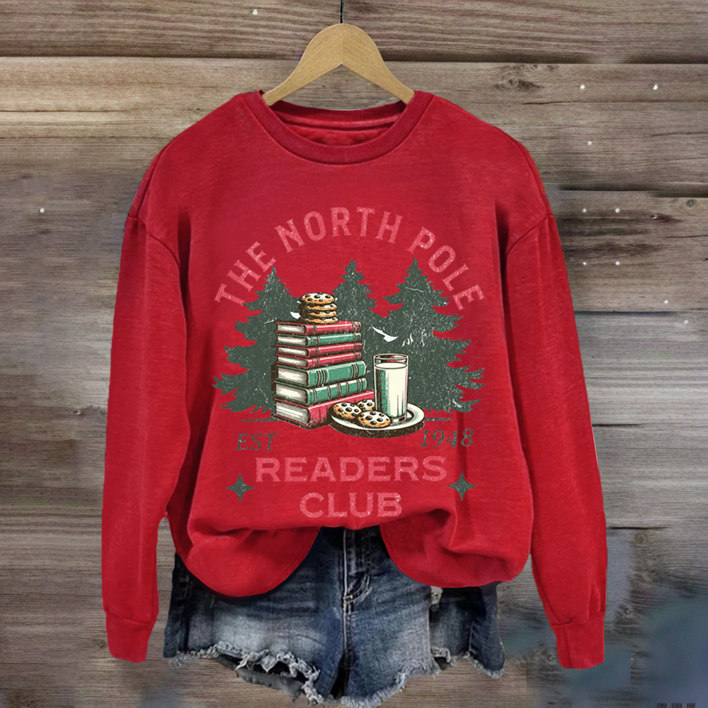 North Pole Book Club Santa Book Lover Sweatshirt