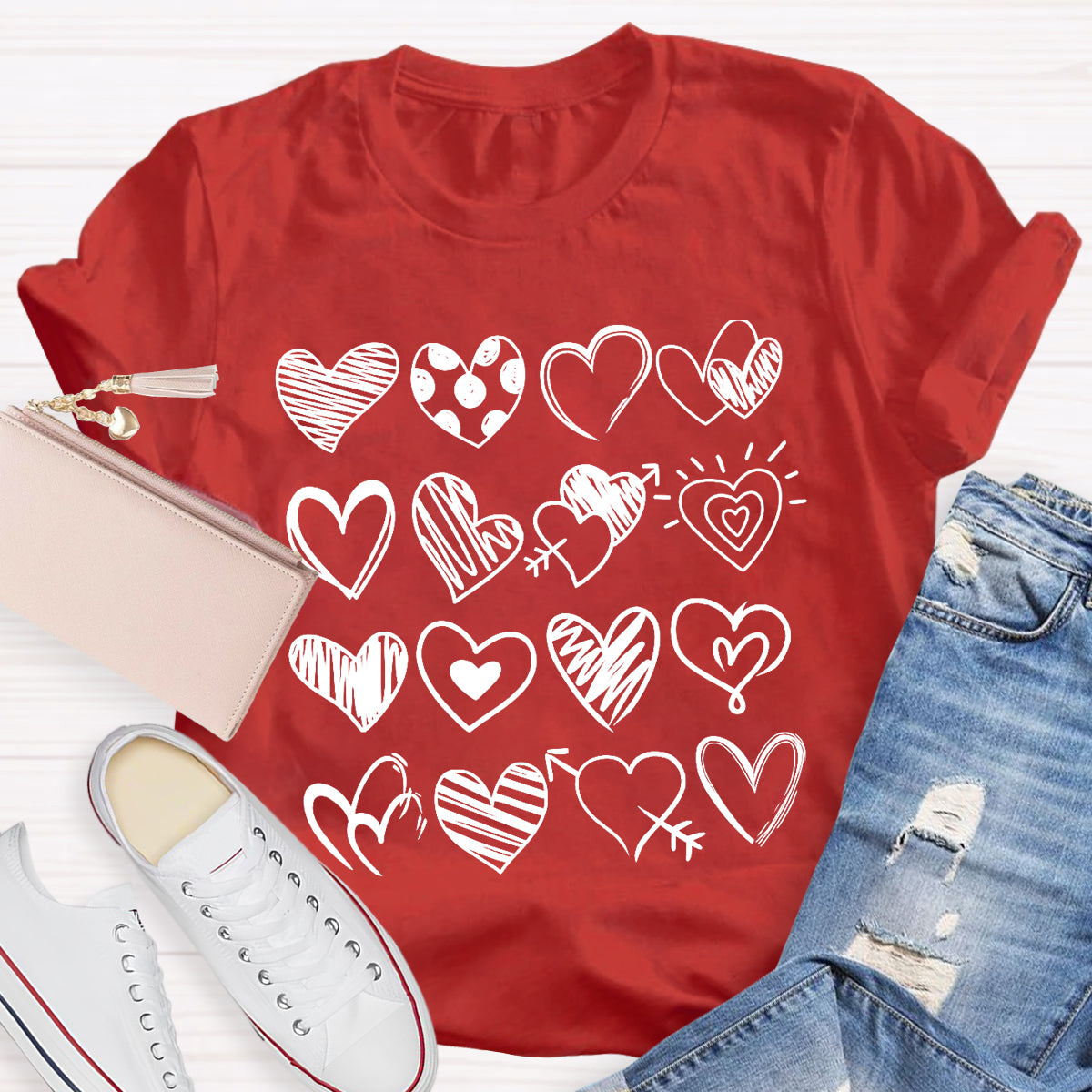 Cute Heart Valentine's Day Teacher T-Shirt