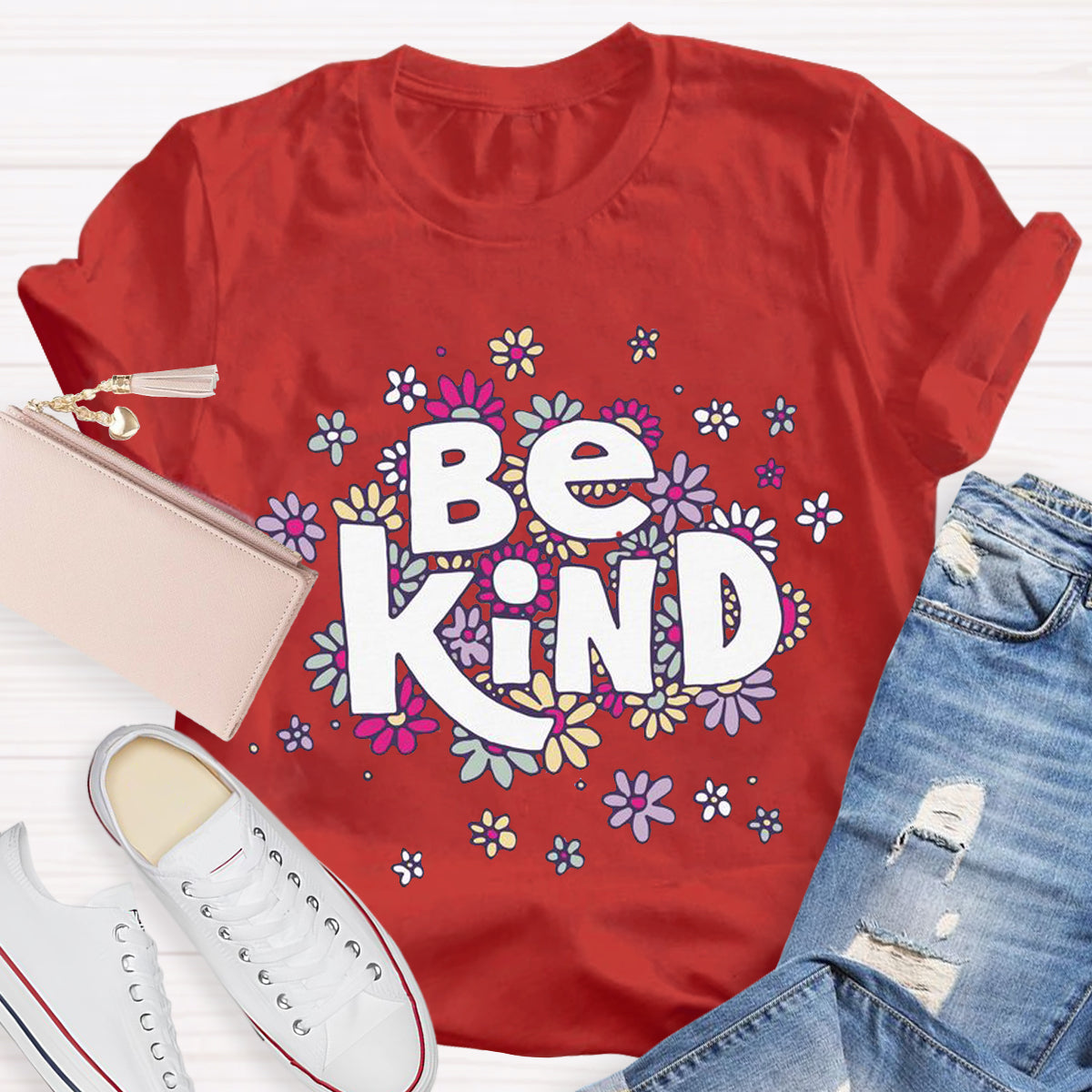 Cute Flower Be Kind Teacher T-Shirt
