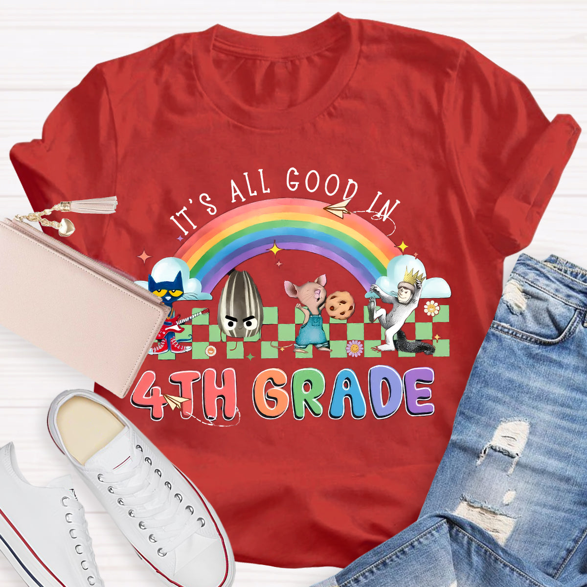 Personalized Grade It's All Good In 4th Teacher T-Shirt