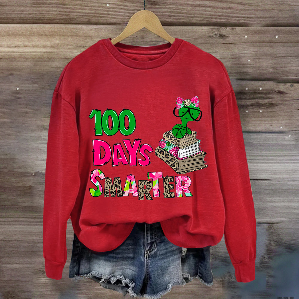 100 Days Smarter Caterpillar Wearing Glasses Sweatshirt