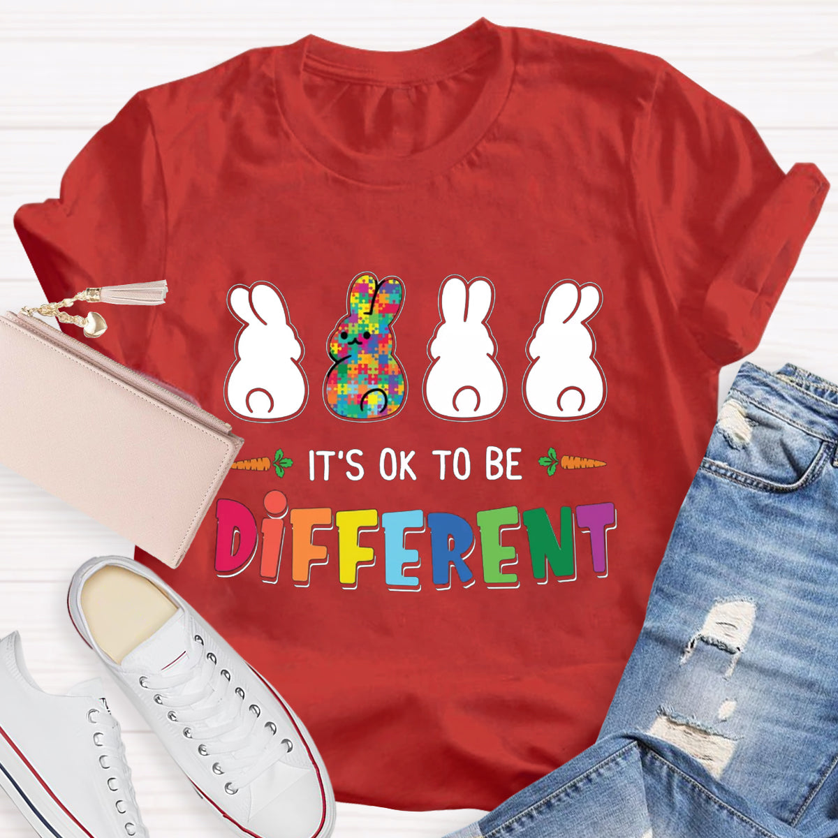 It's Ok To Be Different Bunny Rabbit Autism Awareness T-Shirt