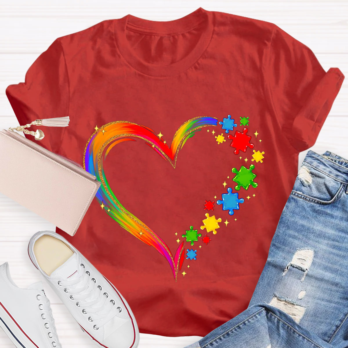 Rainbow Heart Accept Understand Love T-Shirt