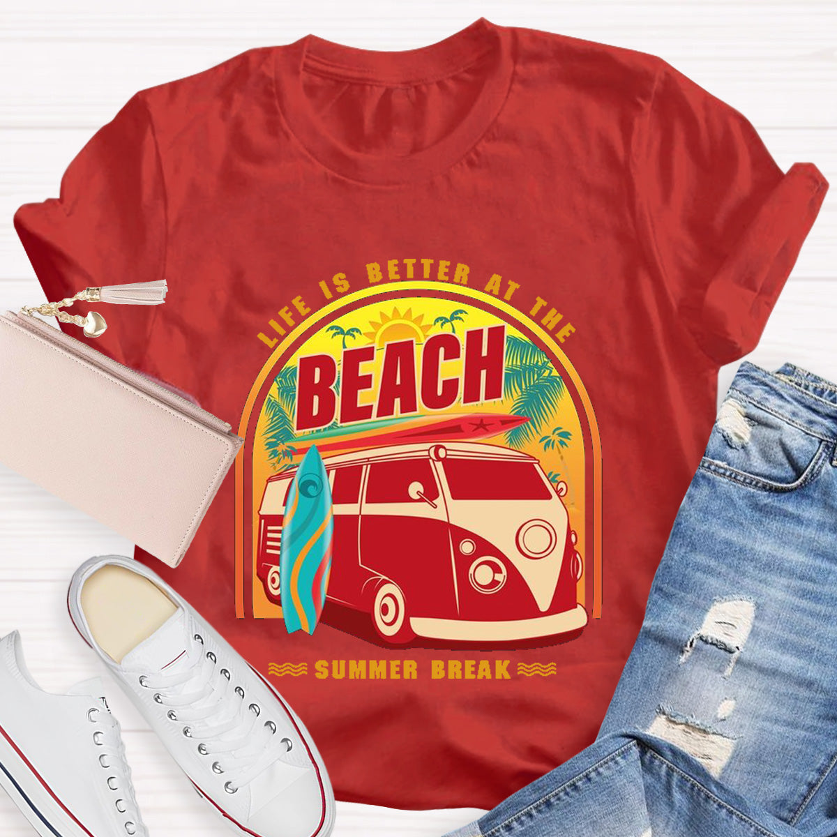 Life Is Better At The Beach Teacher T-Shirt
