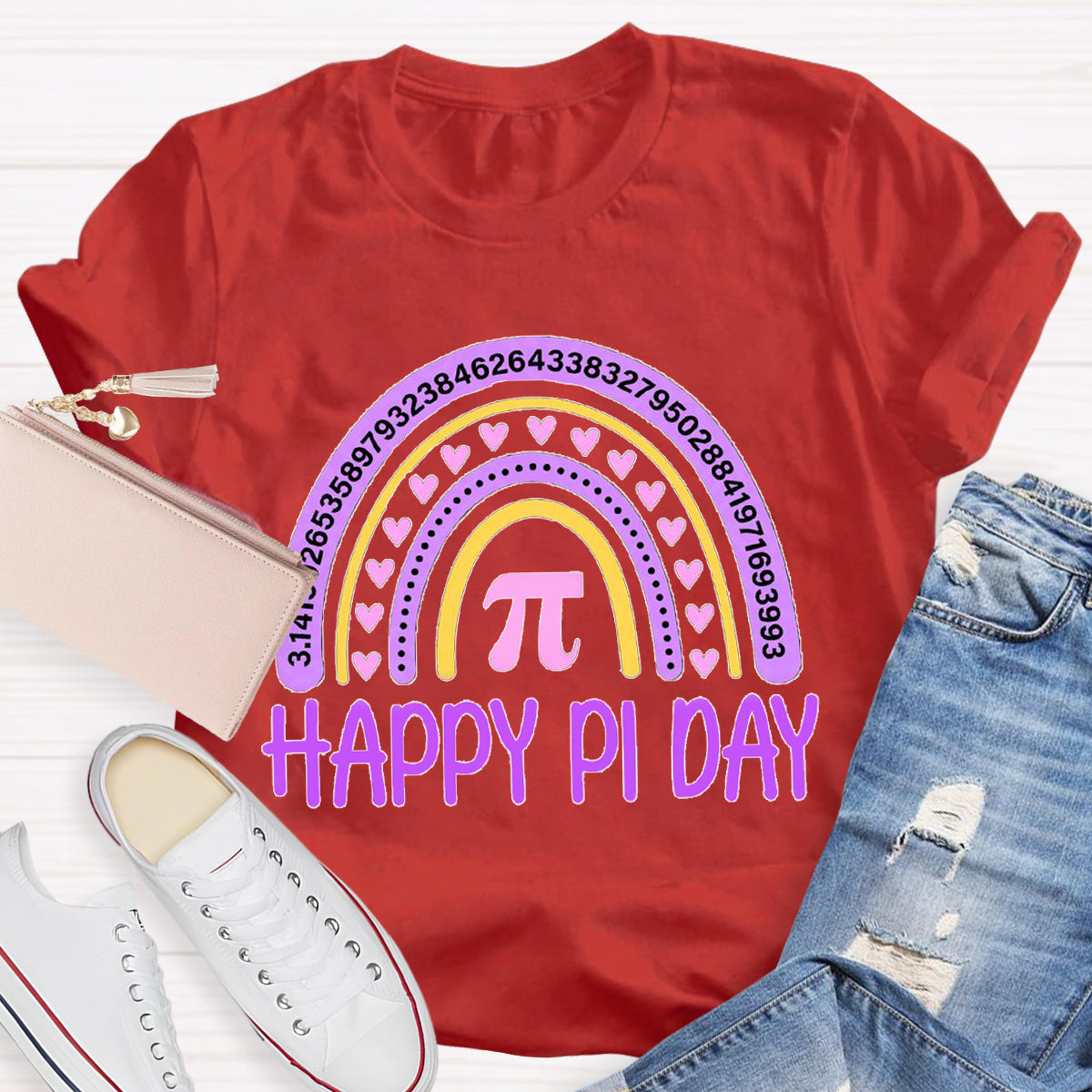 Happy Pi Day Purple Rainbow T-Shirt