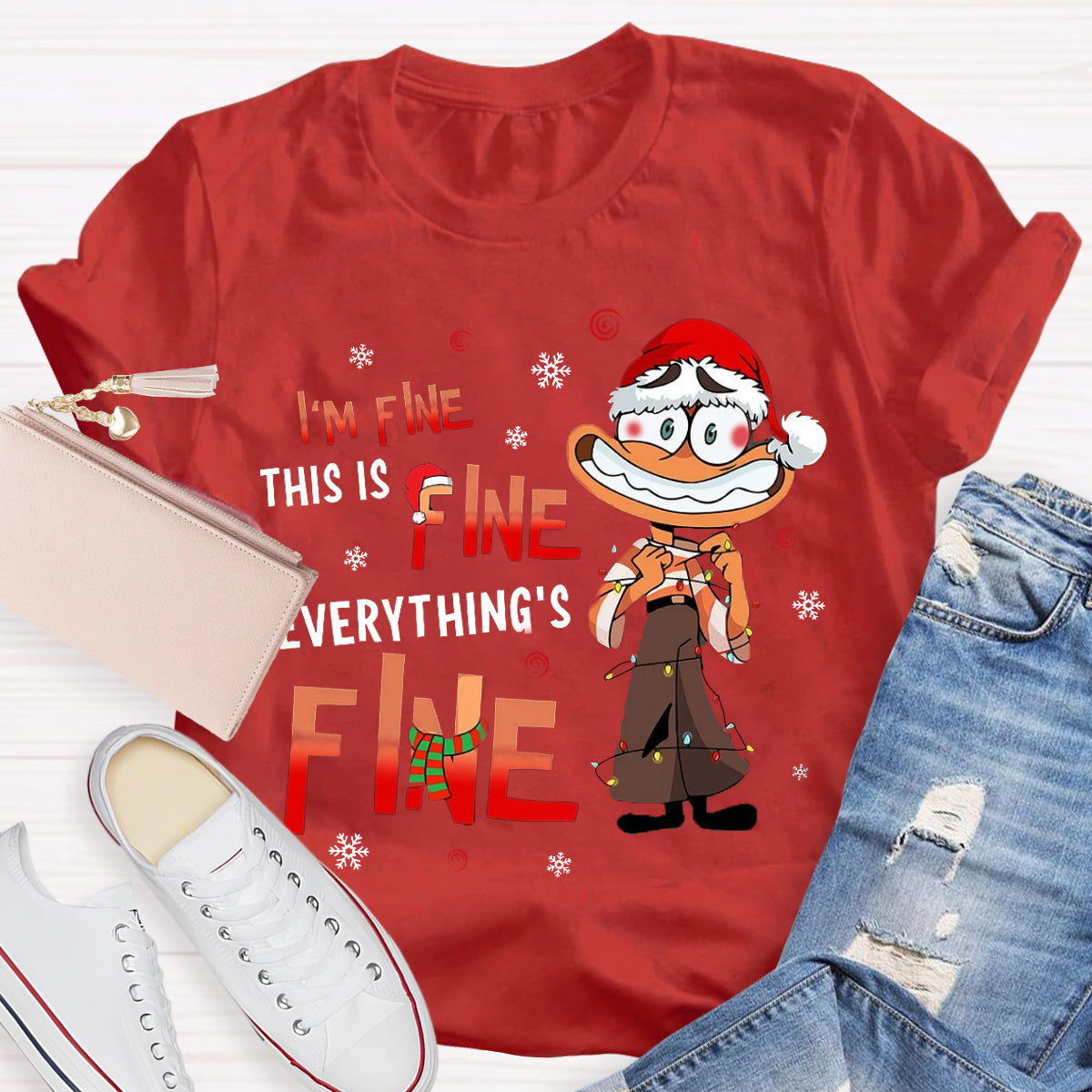 I'm Fine Everything Is Fine Christmas  Emotions T-Shirt