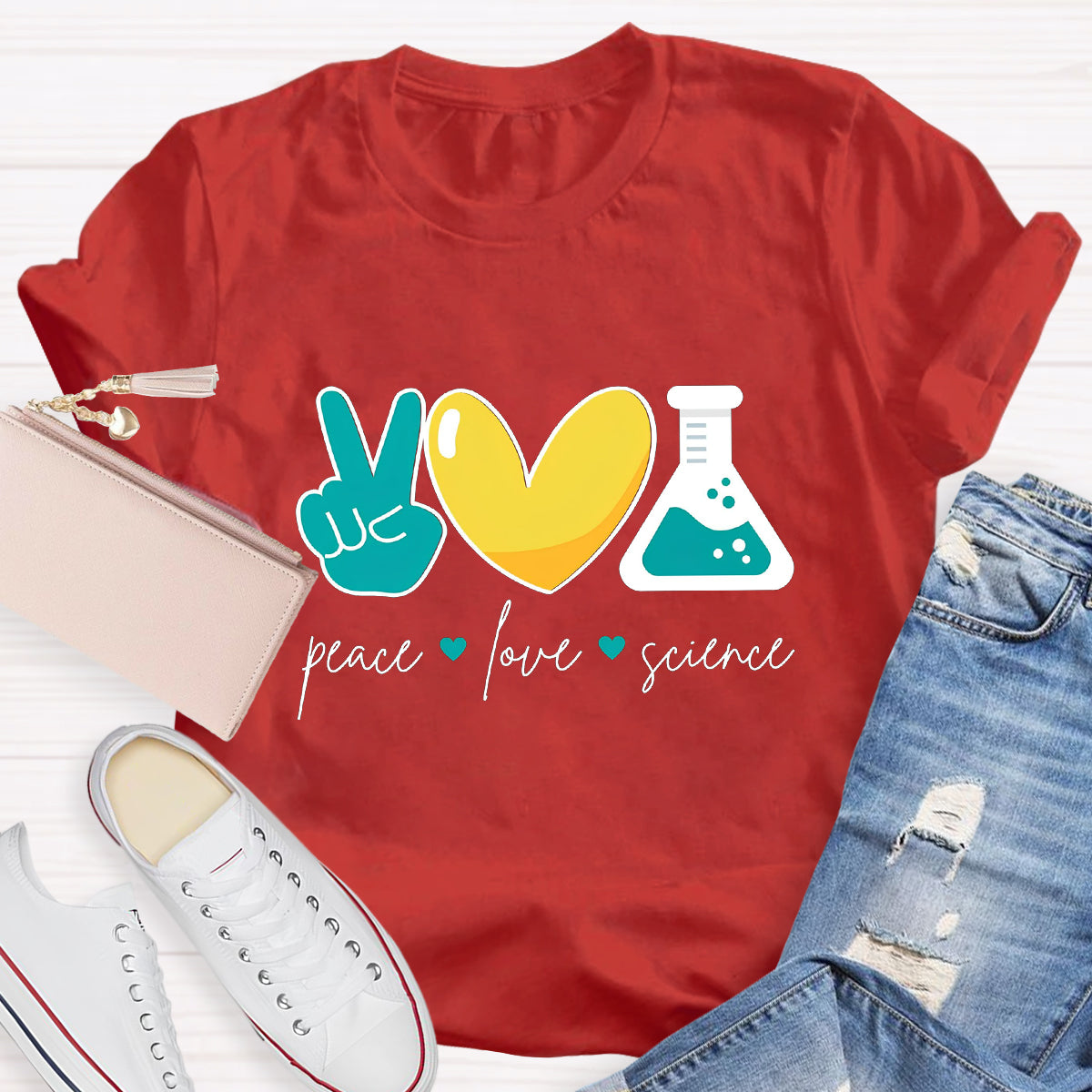 Peace Love Science Teacher T-Shirt