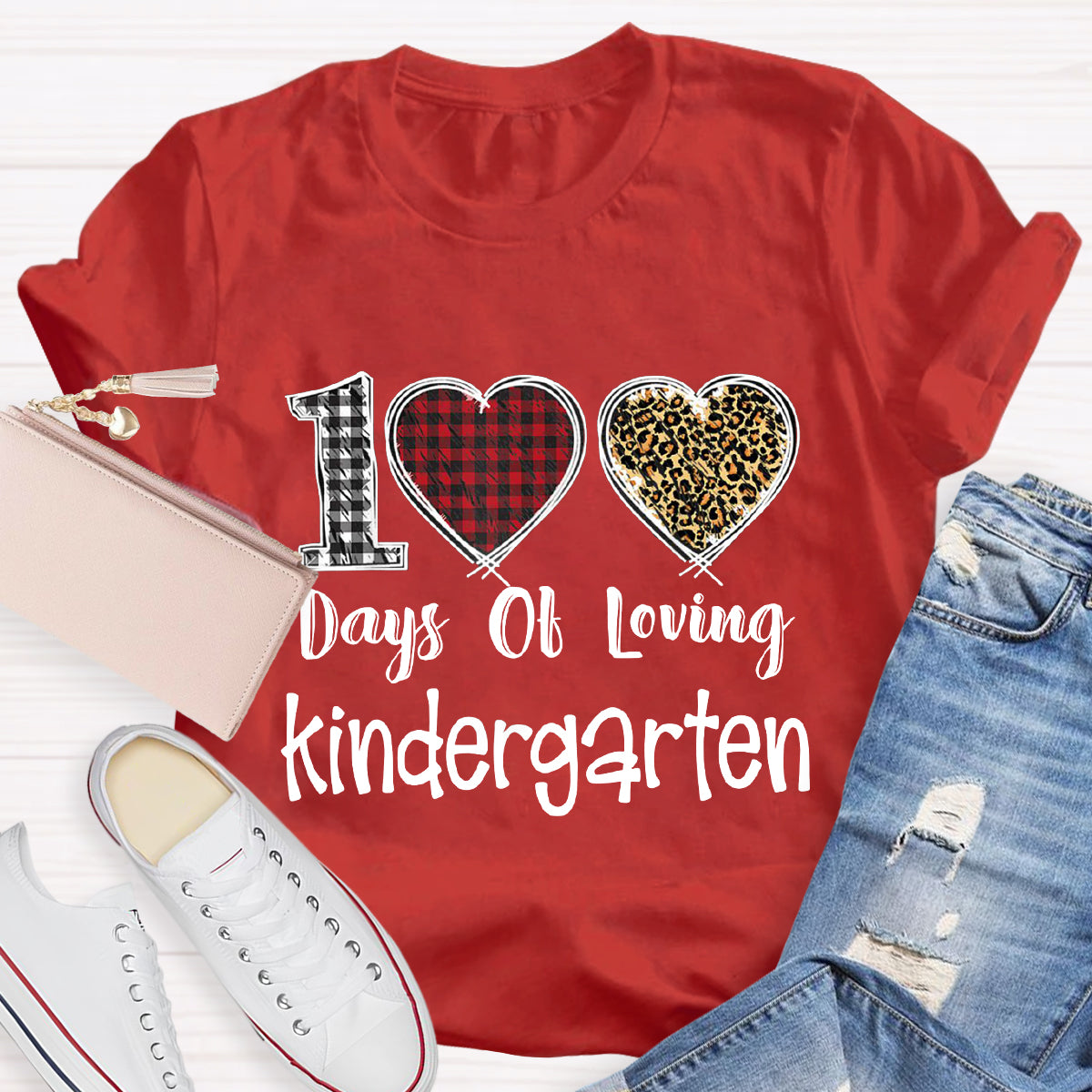 Personalized Grade 100 Days Of Loving Kindergarten Teacher T-Shirt