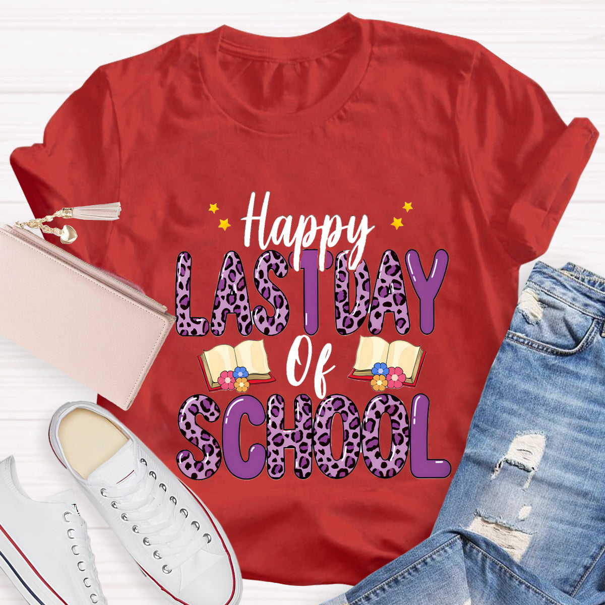 Happy Last Day Of School Purple Printed T-Shirt