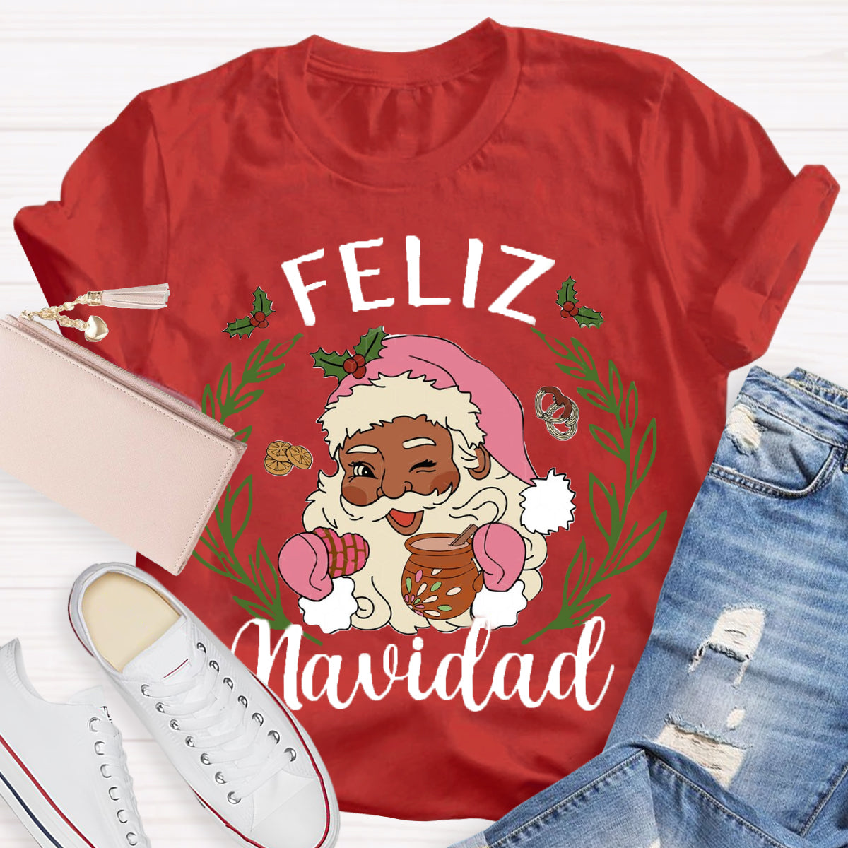 Feliz Navidad Santa Claus Spanish Teacher T-Shirt