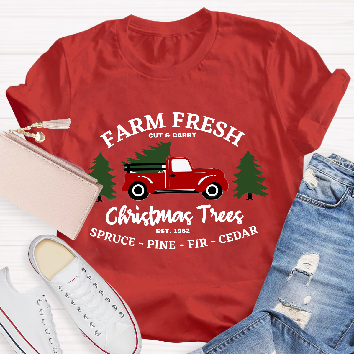 Farm Fresh Christmas Tree Teacher T-Shirt