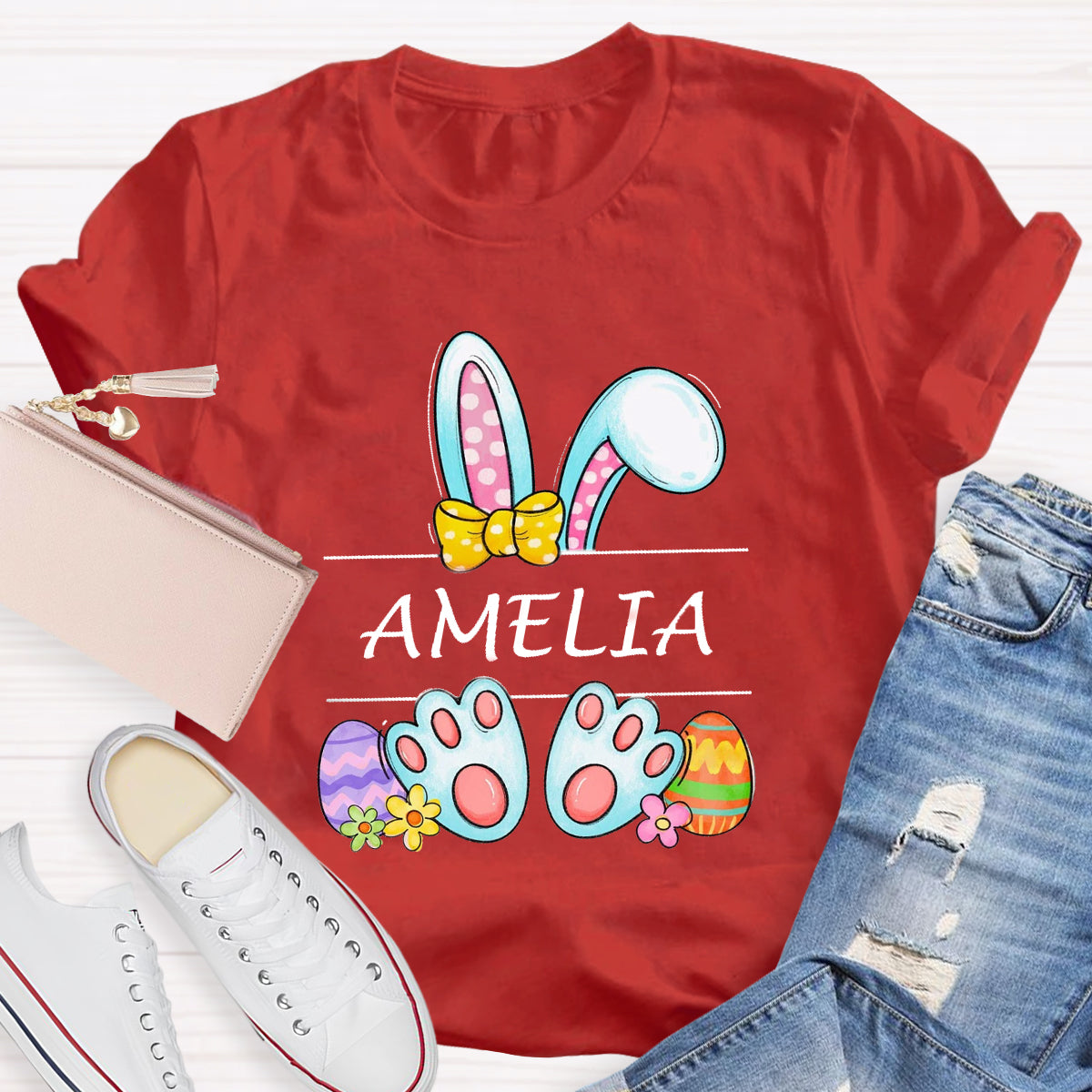 Personalized Name Happy Easter Bunny T-Shirt