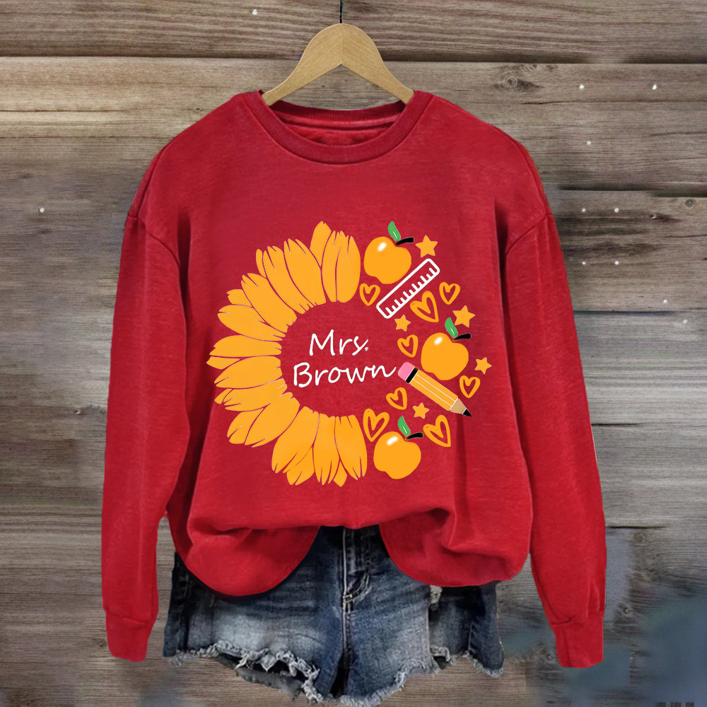 Personalized Name Sunflower Teacher Life Sweatshirt