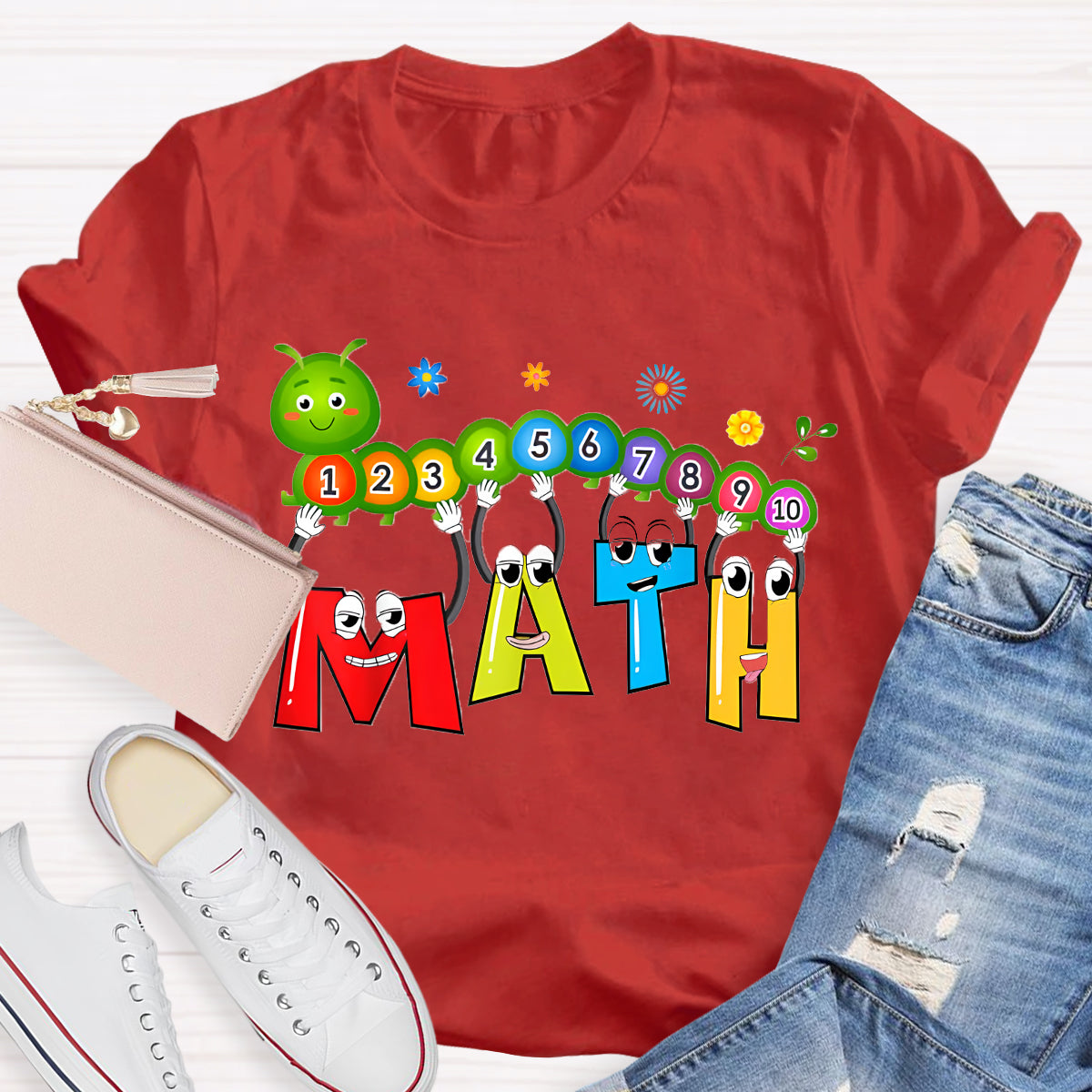 Caterpillar Math Day Number Math Teacher T-Shirt