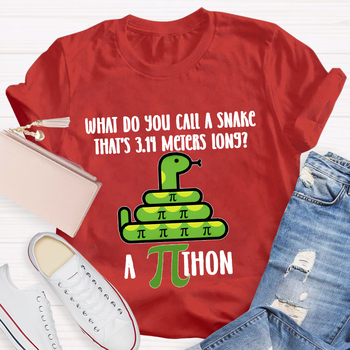 What Do You Call A Snake That'S 3.14 Meters Long Funny Pi Day T-Shirt