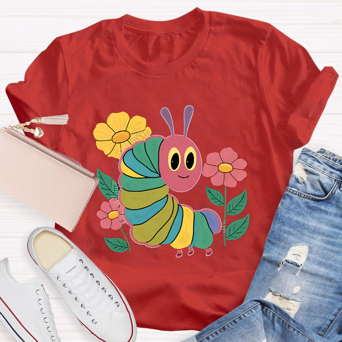 Flowers And Hungry Caterpillar Teacher T-Shirt