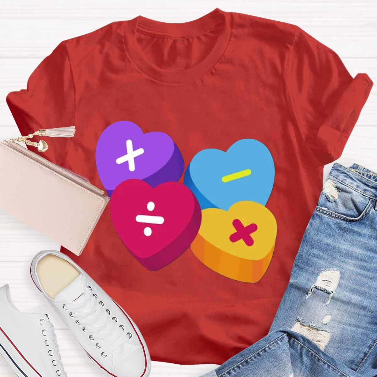 Heart Of Math Teacher T-Shirt