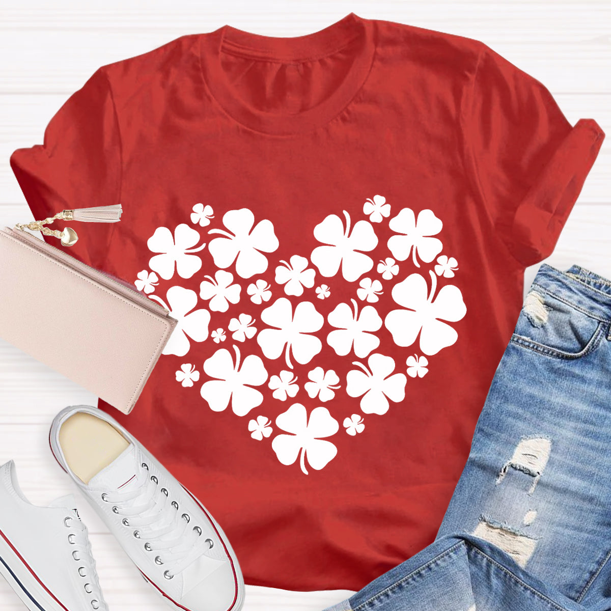 Cute Shamrocks in Heart T-Shirt